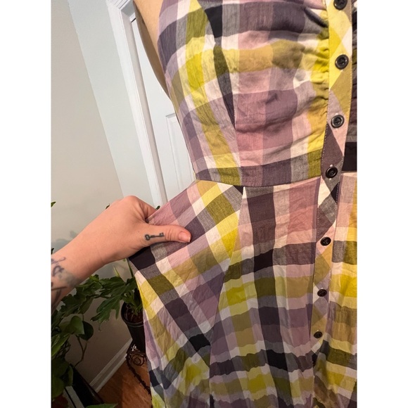 TORRID MULTI PLAID CHALLIS BUTTON FRONT MIDI DRESS SIZE 0 - Picture 3 of 10